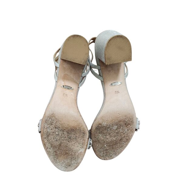 Badgley Mischka Nadine Jewel Block Heel Womens Silver Rhinestone Bridal Shoes - Picture 9 of 11